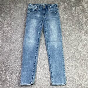 American Eagle Jeans Women's 0 Short Blue Skinny Low Rise Light Denim Stretch